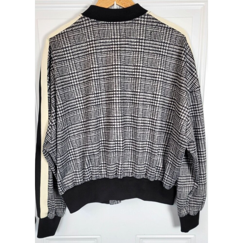 Pam & Gela Black and White Houndstooth Plaid Track Jacket new Large - Picture 9 of 14